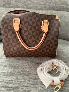 Brown Geometric Pattern Women's Satchel Bag